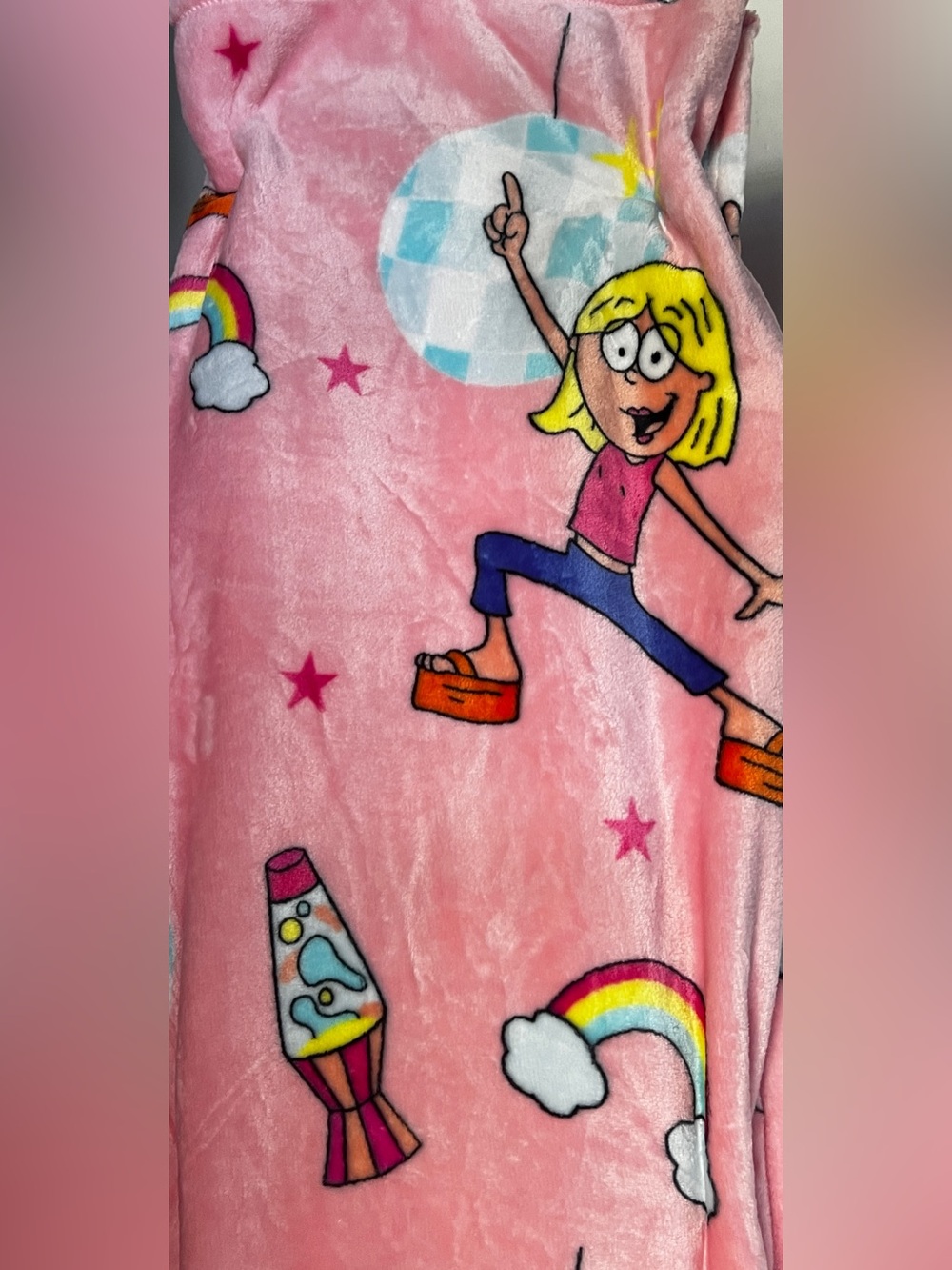 NEW Disney Throwback Lizzie McGuire Disco Ball Pink Throw Blanket 50”x70” - Picture 2 of 2